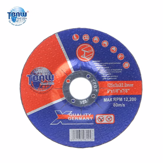 Global Abrasives Metal Cutting Aluminum Oxide 125X3 mm Grinding Wheel Disco De Corte5" 125X3 mm T42 Durable Resin Bonded Abrasive Depressed Cutting